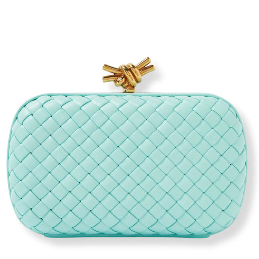 BOTTEGA VENETA TURQUOISE MINAUDIERE CLUTCH