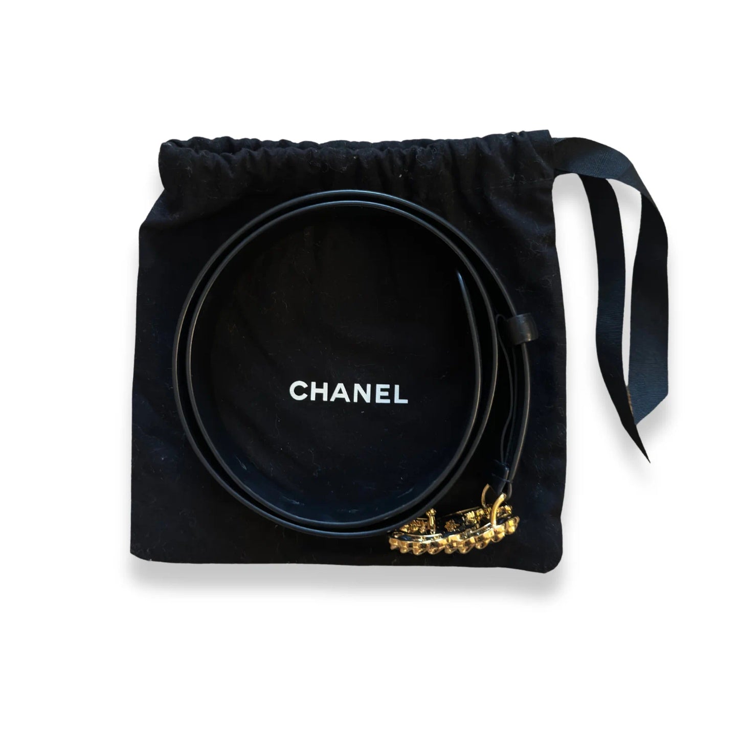 CHANEL BLACK CC GOLD CHAIN BELT