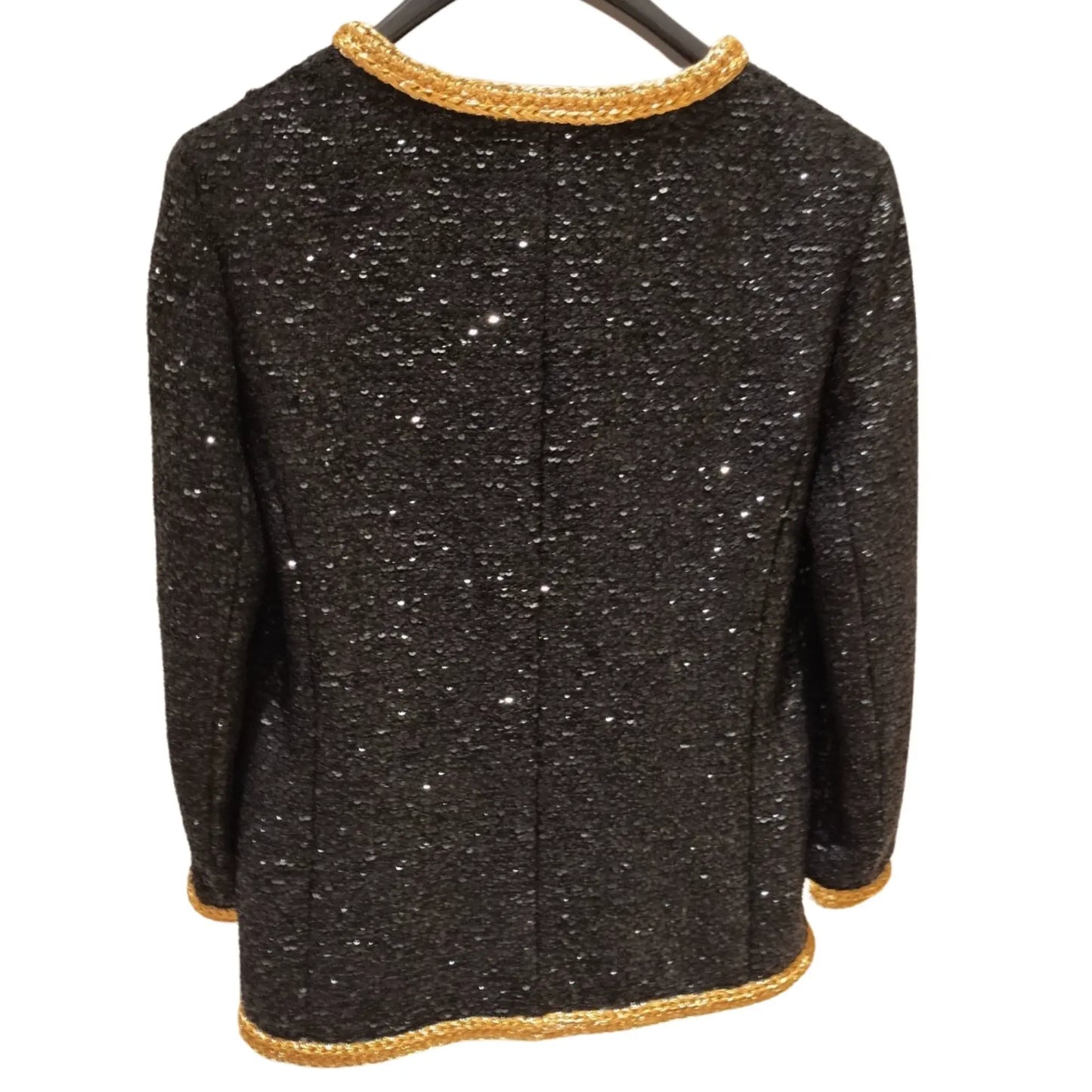 CHANEL BLACK SEQUINS TWEED BLAZER