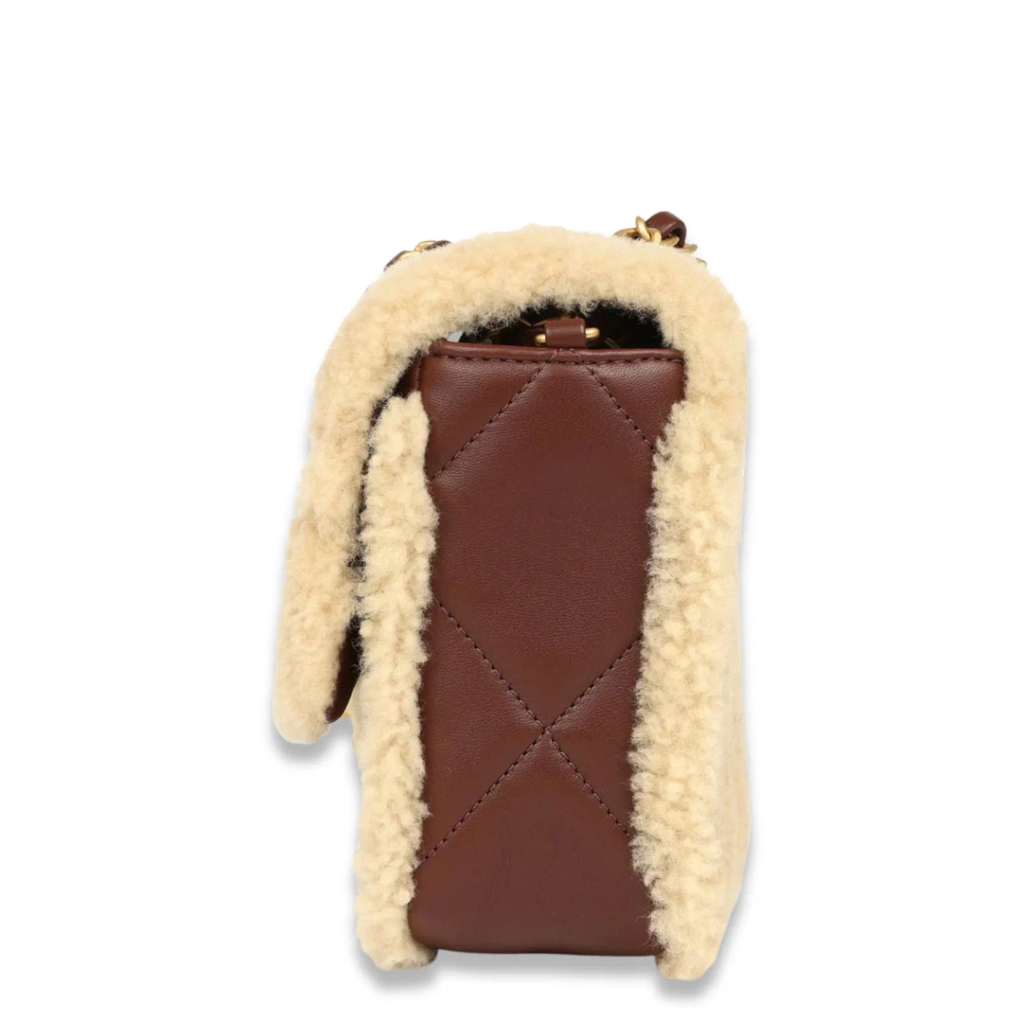 CHANEL BROWN MEDIUM SHEARLING FLAP BAG