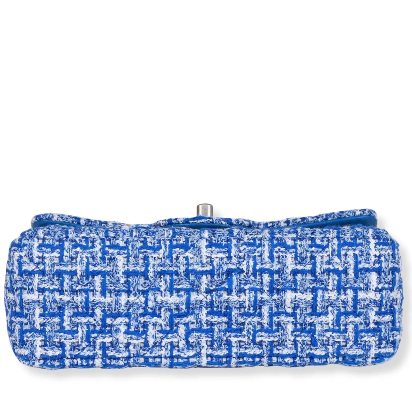 CHANEL BLUE AND WHITE TWEED CLASSIC FLAP