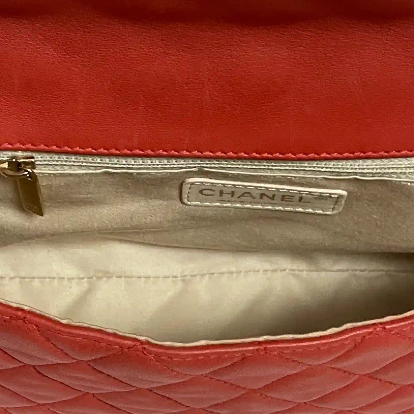 CHANEL RED LAMBSKIN CLASSIC FLAP BAG