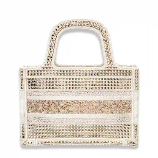 DIOR CRYSTAL, METALLIC & SILVER JACQUARD BOOK MINI BAG