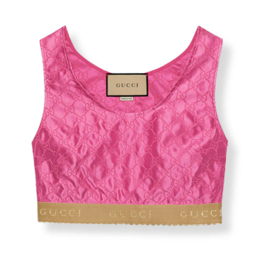 GUCCI GG EMBROIDERED SILK TOP
