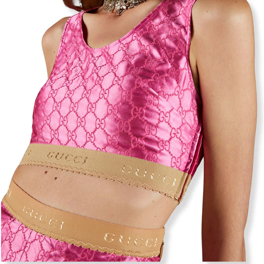 GUCCI GG EMBROIDERED SILK TOP