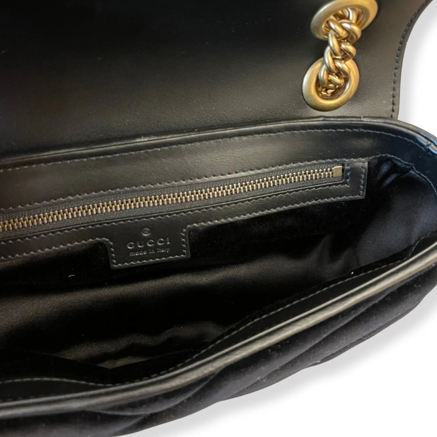 GUCCI VELVET METALASSÉ STUDS SMALL TORCHON GG MARMONT