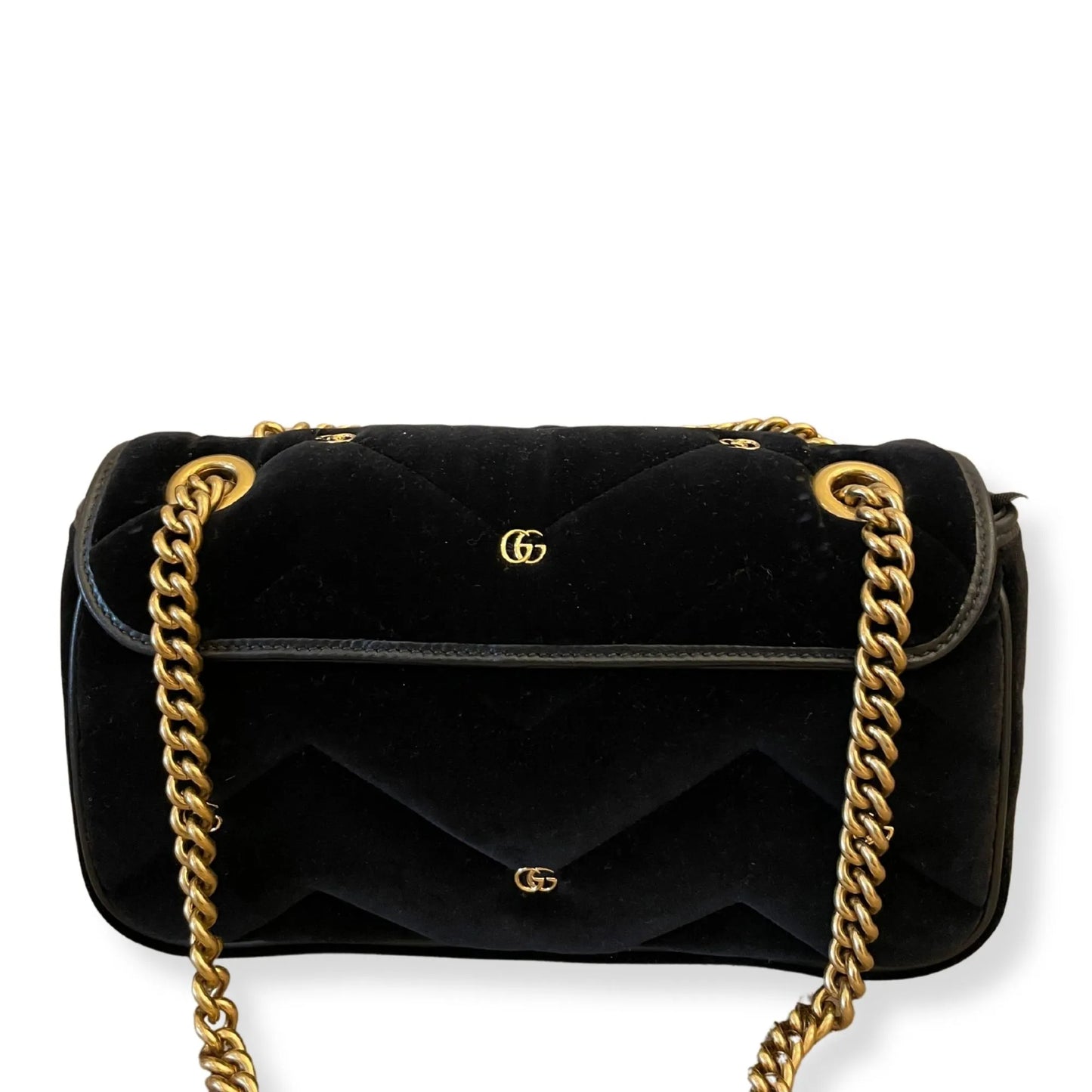 GUCCI VELVET METALASSÉ STUDS SMALL TORCHON GG MARMONT