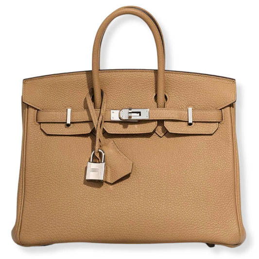 HERMÈS BIRKIN 25 BISCUIT TOGO LEATHER BAG