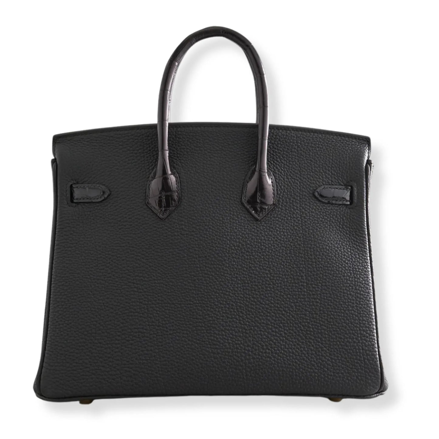 HERMÈS BIRKIN 25 TOUCH BLACK TOGO & CROC LEATHER BAG