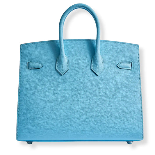 HERMÈS BIRKIN 25 BLUE CELESTE EPSOM LEATHER BAG
