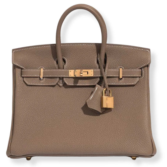 HERMÈS BIRKIN 25 ETOUPE TOGO LEATHER BAG