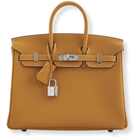 HERMÈS BIRKIN 25 NATURAL SABLE TOGO LEATHER BAG