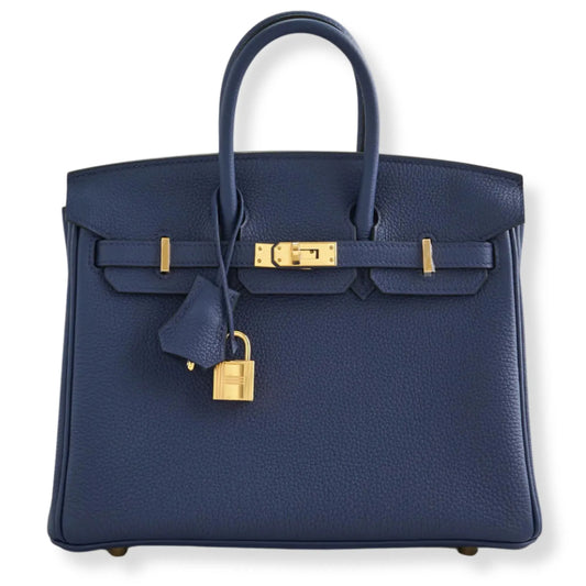 HERMÈS BIRKIN 25 BLUE NAVY TOGO LEATHER BAG