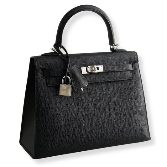 HERMÈS KELLY 25 BLACK EPSOM LEATHER BAG