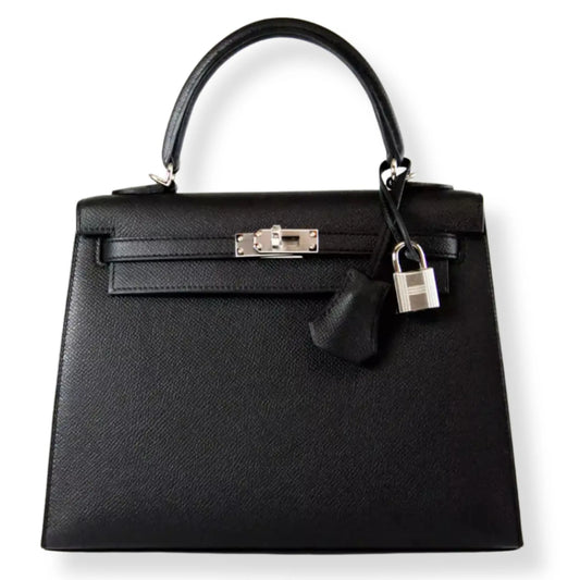 HERMÈS KELLY 25 BLACK EPSOM LEATHER BAG