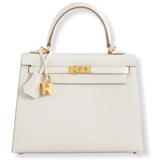 HERMÈS KELLY 25 GRIS PALE EPSOM LEATHER BAG