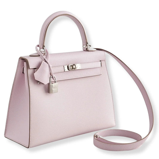 HERMÈS KELLY 25 MAUVE PALE EPSOM LEATHER BAG