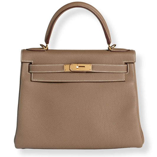 HERMÈS KELLY 28 ETOUPE TOGO LEATHER BAG