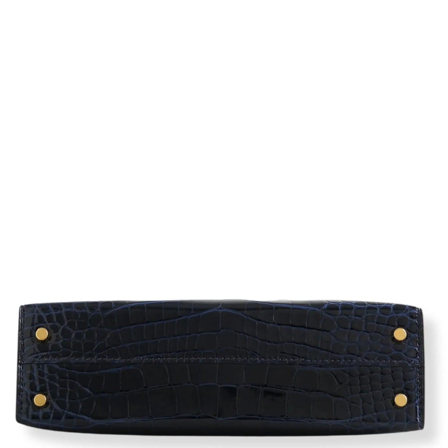 HERMÈS MINI KELLY BLUE MARINE SHINY ALLIGATOR LEATHER BAG