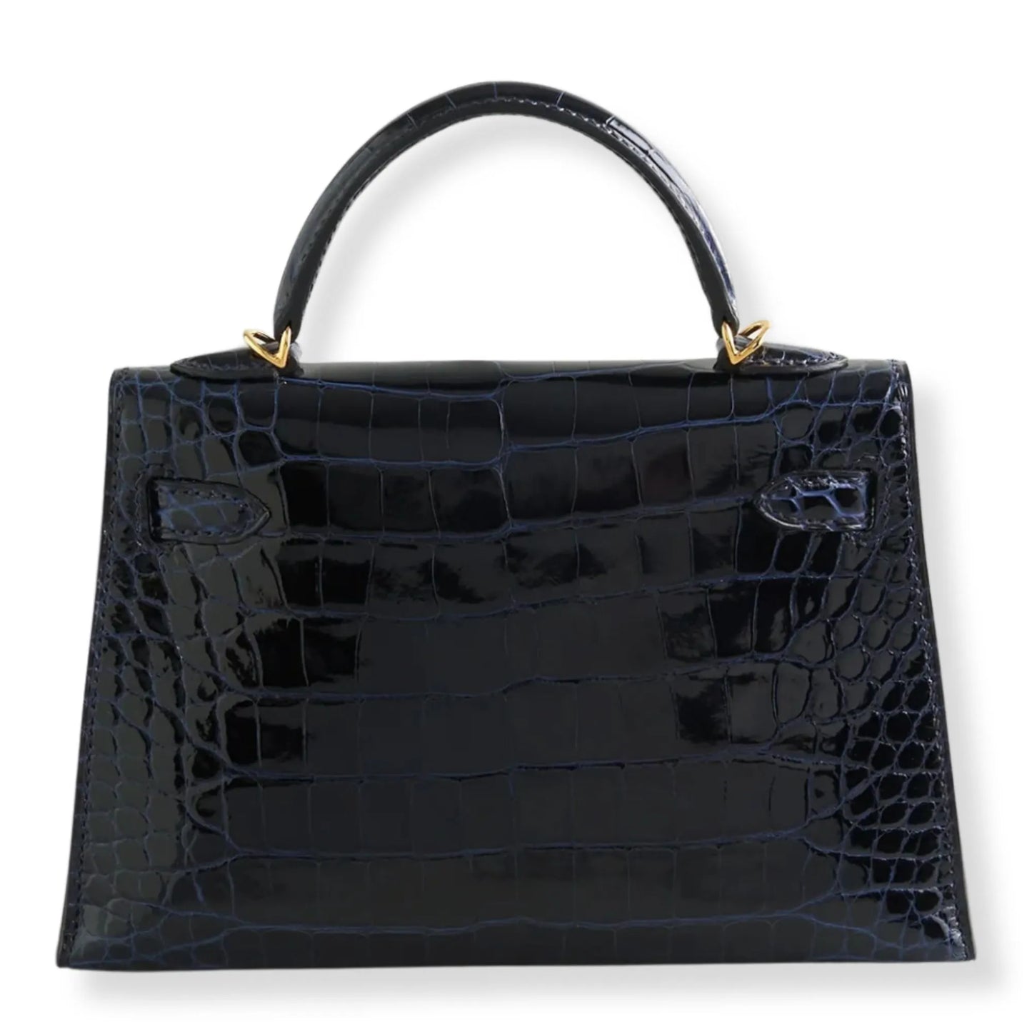 HERMÈS MINI KELLY BLUE MARINE SHINY ALLIGATOR LEATHER BAG
