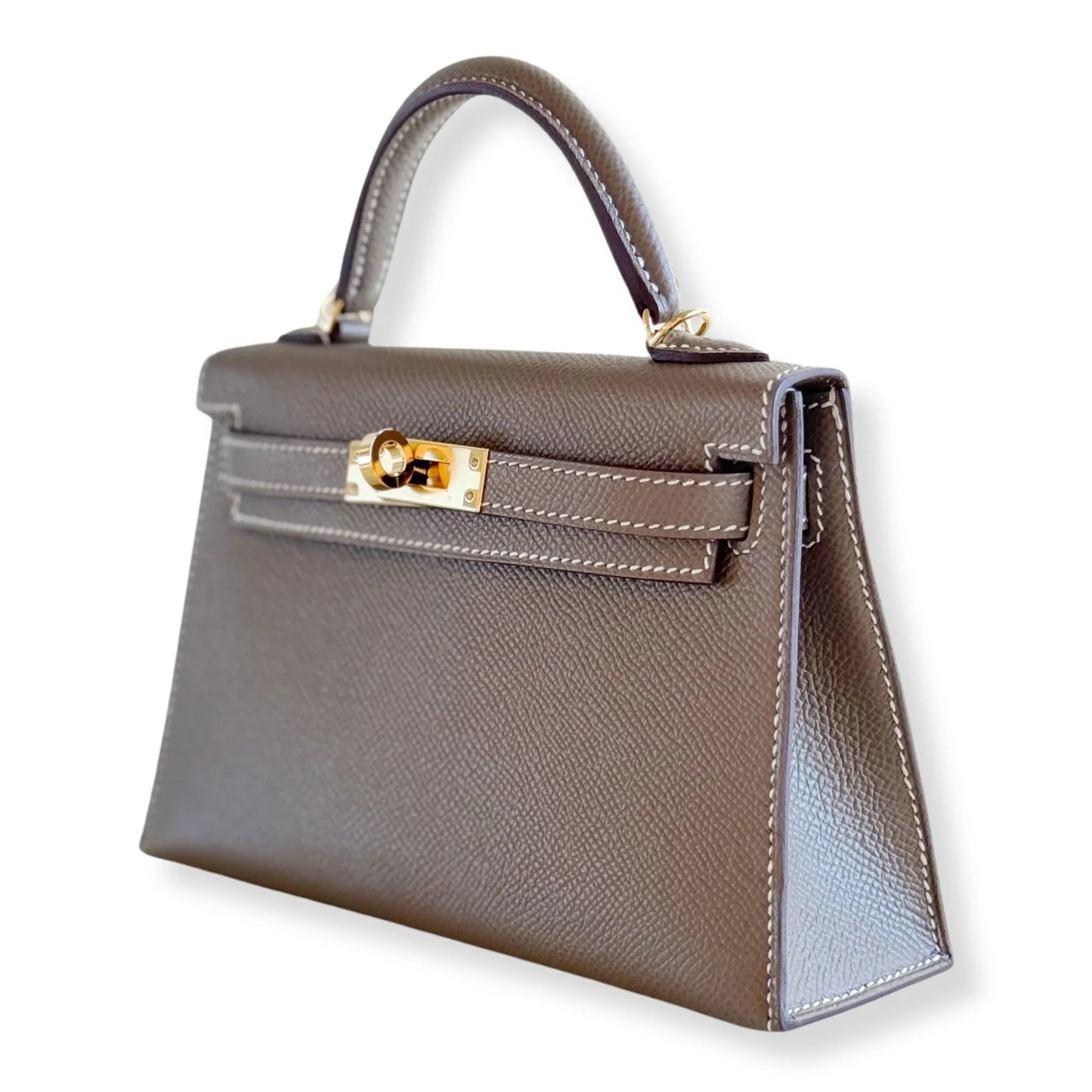 HERMÈS MINI KELLY ETOUPE EPSOM LEATHER BAG