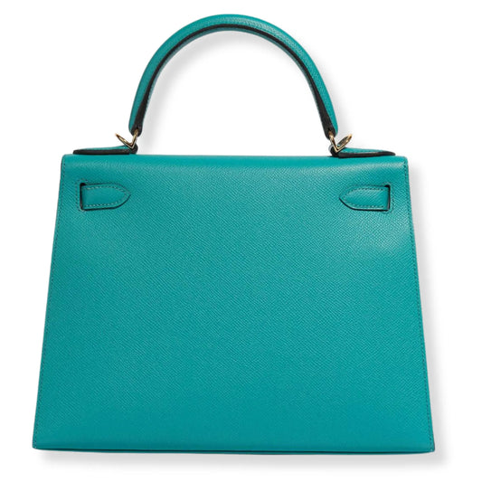 HERMÈS KELLY 28 BLUE PAON EPSOM LEATHER BAG