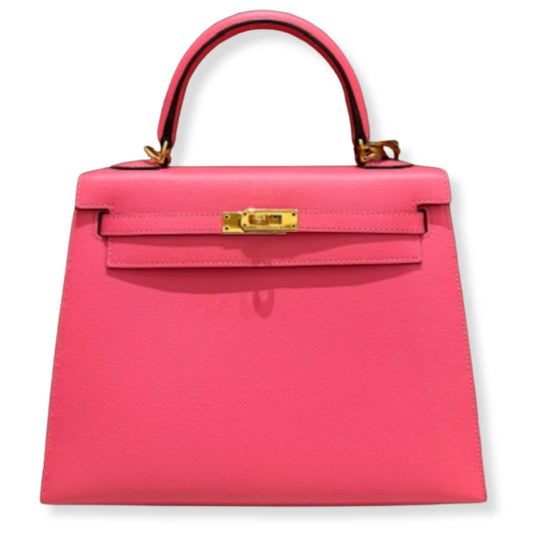 HERMÈS KELLY 25 ROSE AZALEA EPSOM LEATHER BAG