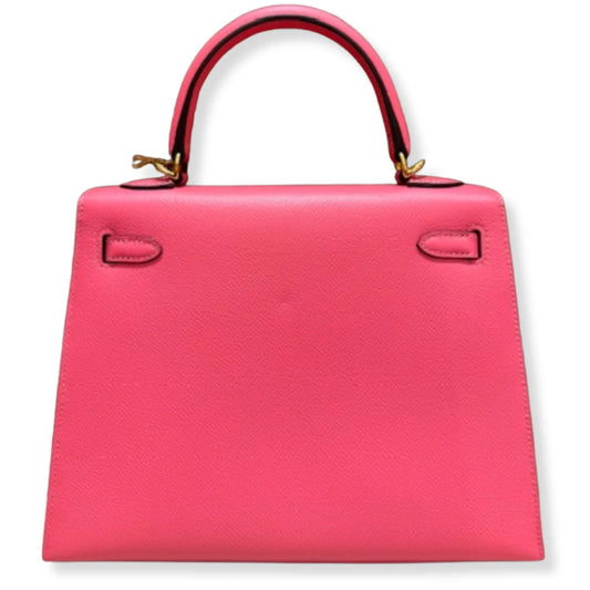 HERMÈS KELLY 25 ROSE AZALEA EPSOM LEATHER BAG