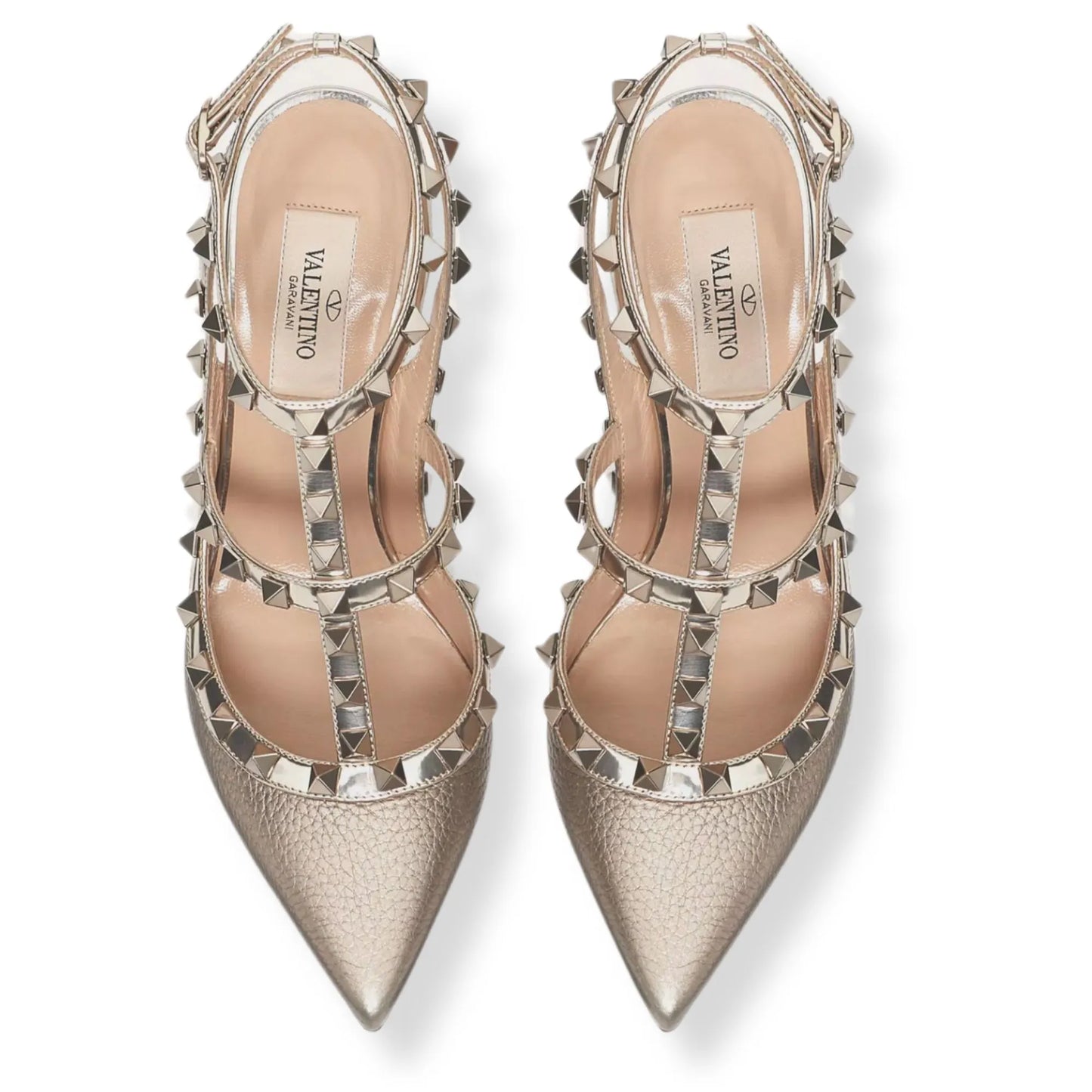 VALENTINO ROCKSTUD METALLIC BEIGE