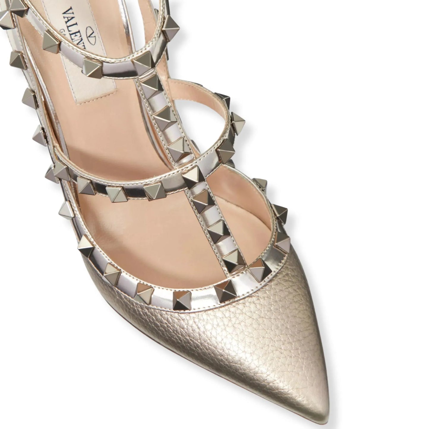 VALENTINO ROCKSTUD METALLIC BEIGE