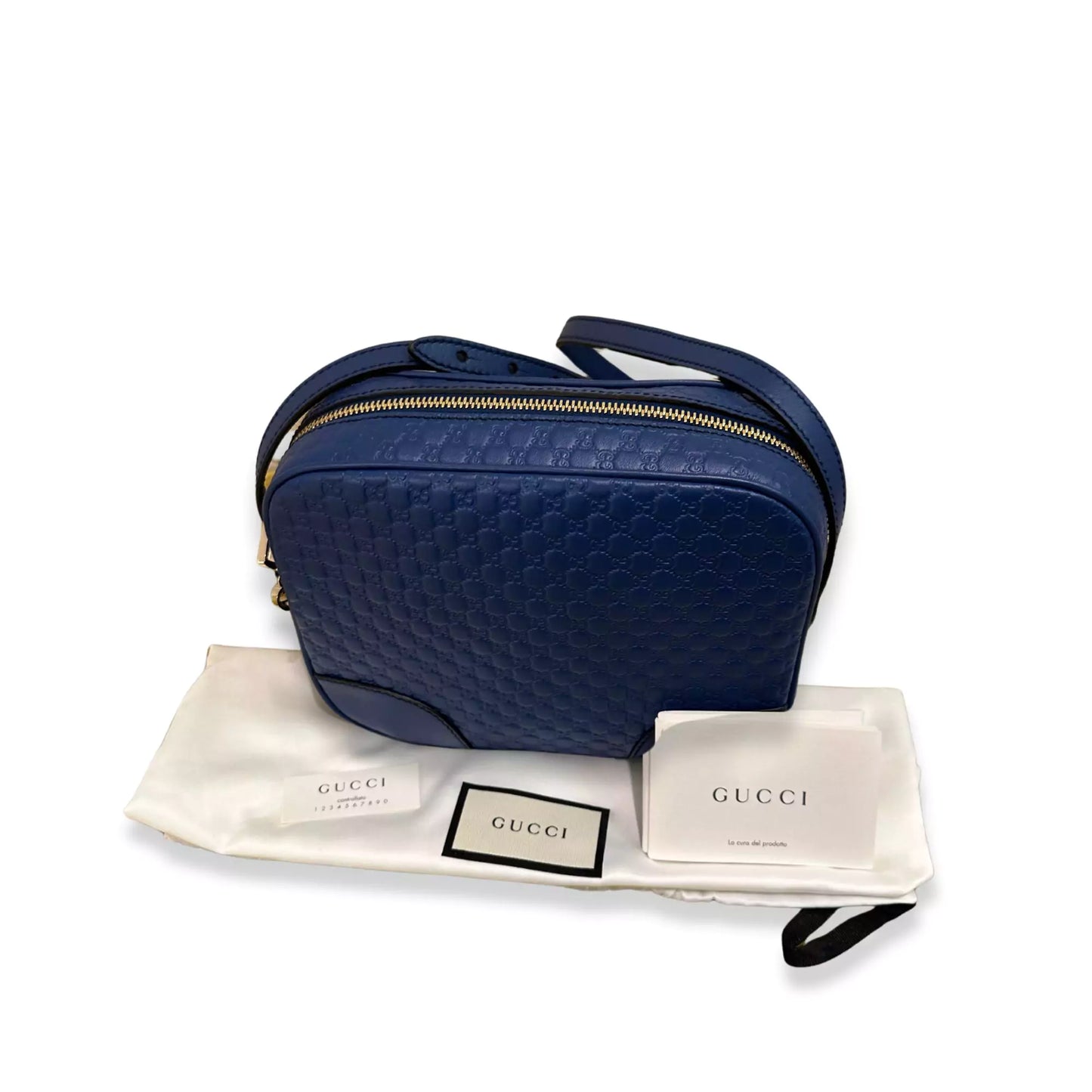BOLSO DE MENSAJERO GUCCI MINI BREE DE PIEL AZUL MICROGUCCISSIMA