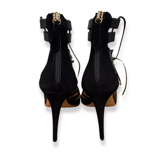 AQUAZZURA BLACK LEATHER HIGH SANDALS