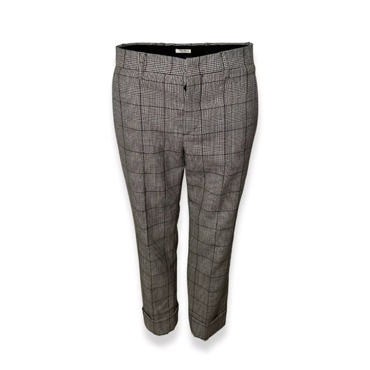 MIU MIU WHITE & BLACK CHECKED PANTS