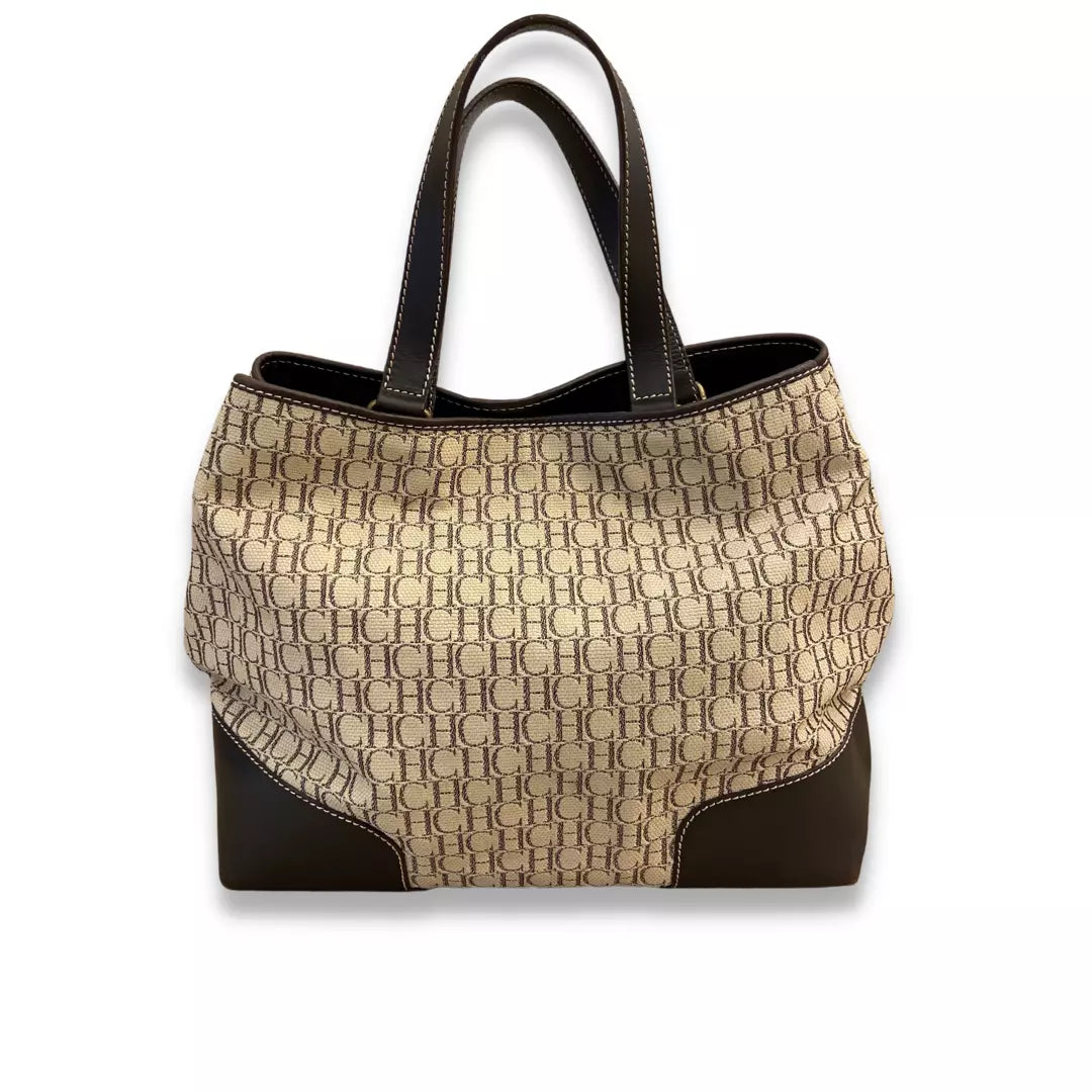 CAROLINA HERRERA CH MONOGRAM CANVAS TOTE BAG