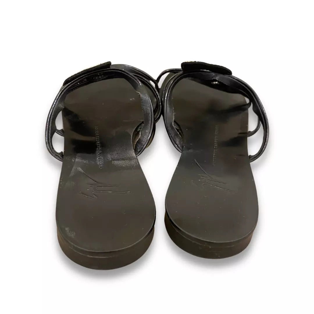 GUISEPPE ZANOTTI BLACK LEATHER ANYA LOVE SANDALS