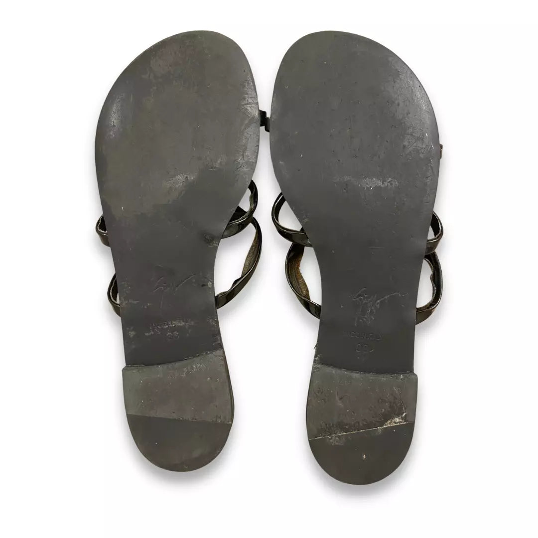 GUISEPPE ZANOTTI BLACK LEATHER ANYA LOVE SANDALS