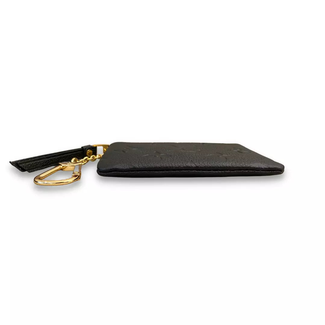 LOUIS VUITTON BLACK LEATHER KEY POUCH COIN PURSE WALLET