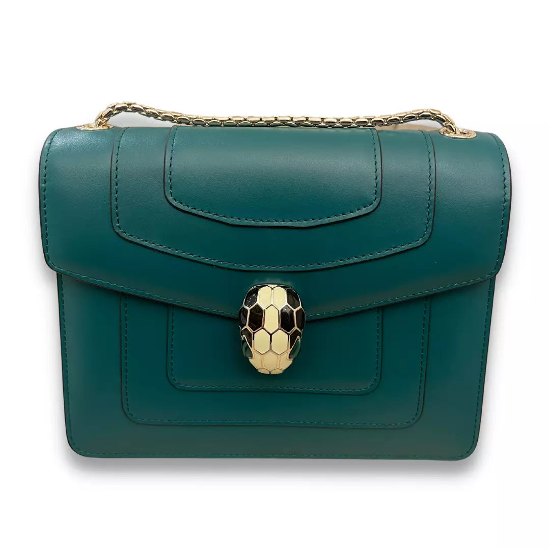 BVLGARI GREEN LEATHER SERPENTI FOREVER BAG
