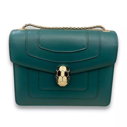BVLGARI GREEN LEATHER SERPENTI FOREVER BAG