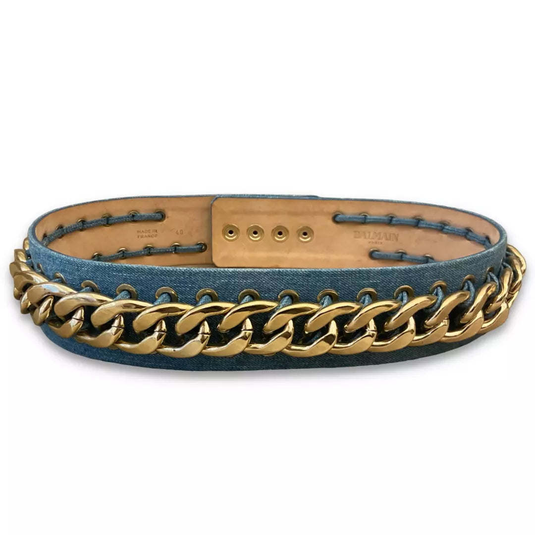 BALMAIN DENIM CHAIN WAIST BELT