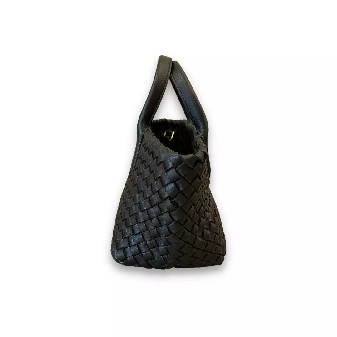 Bottega Veneta Black Lamb Skin Mini Cabat Bag