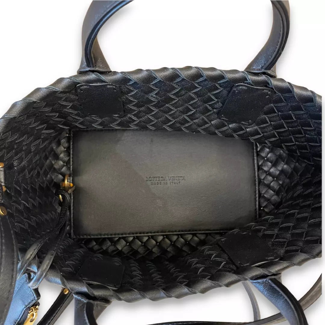 Bottega Veneta Black Lamb Skin Mini Cabat Bag