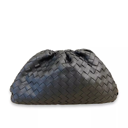 BOTTEGA VENETA BLACK LAMB SKIN TEEN POUCH BAG