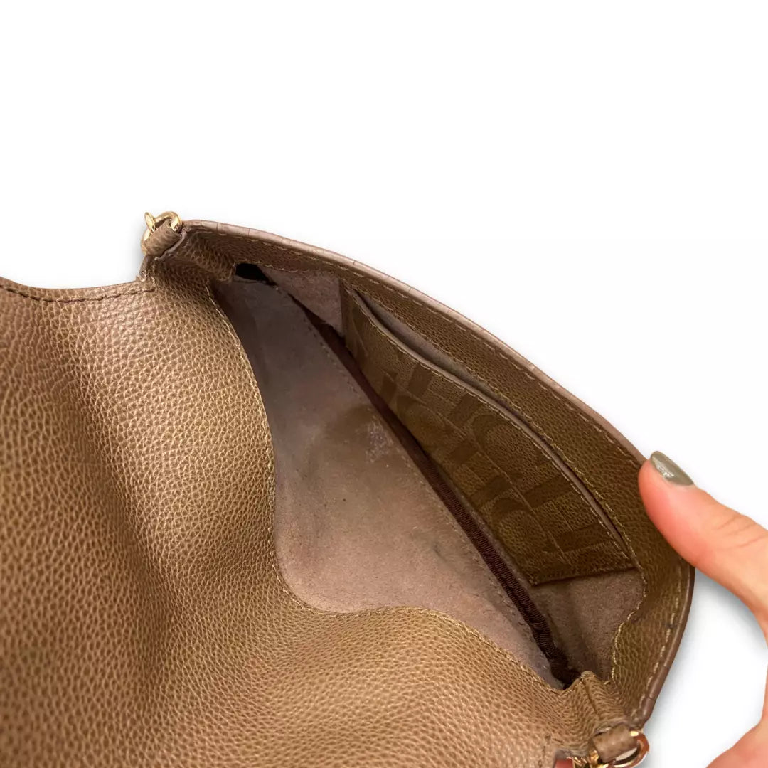 CAROLINA HERRERA CH BROWN LEATHER CLUTCH BAG