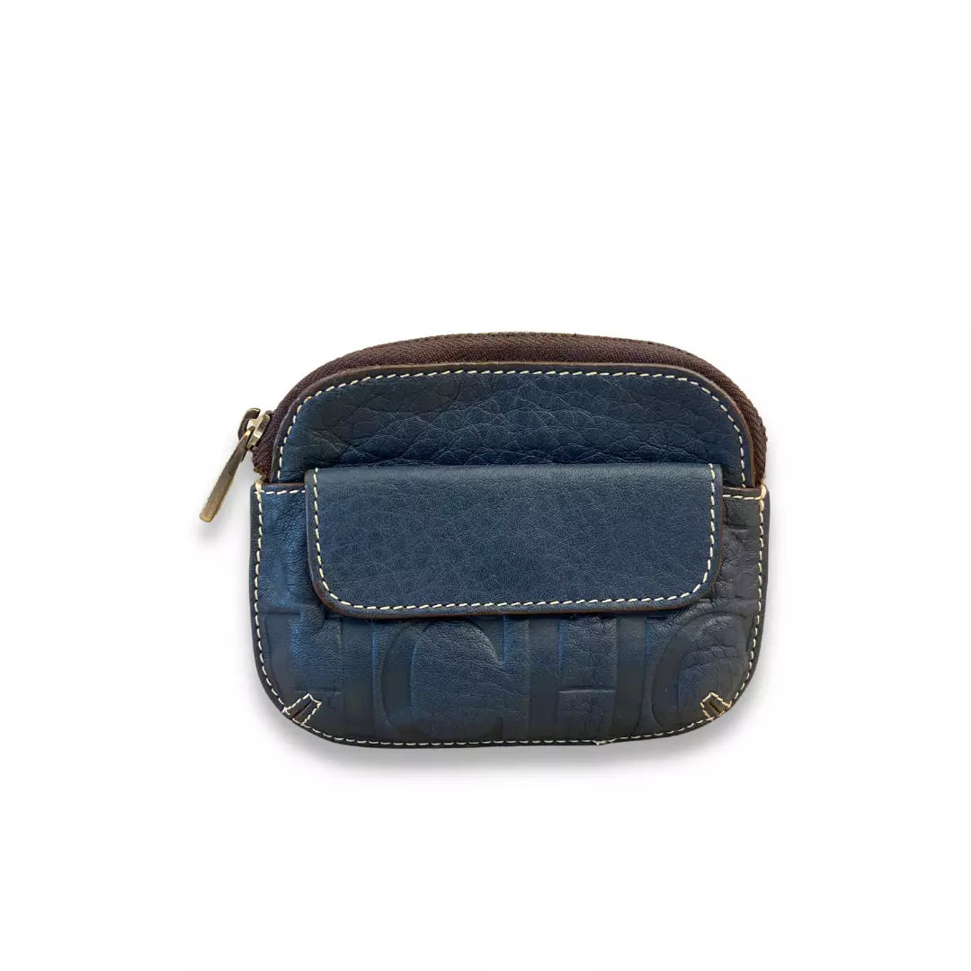 CH Carolina Herrera Blue Leather Monogram Wallet