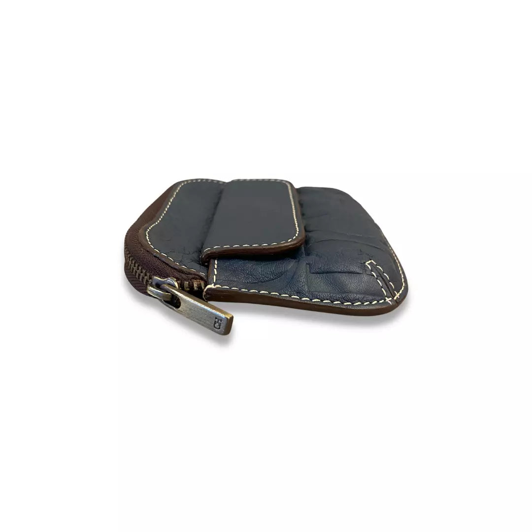 CH Carolina Herrera Blue Leather Monogram Wallet