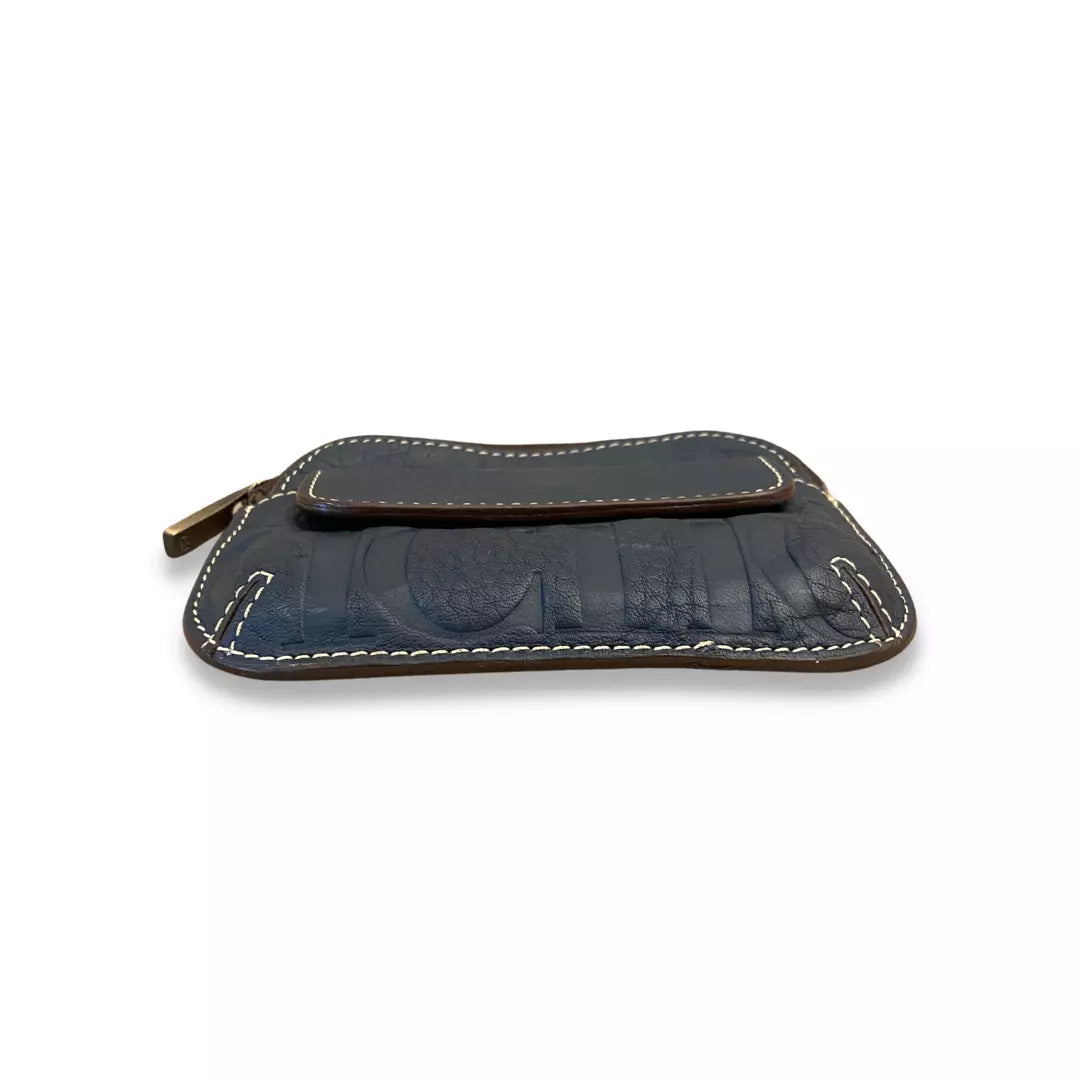 CH Carolina Herrera Blue Leather Monogram Wallet