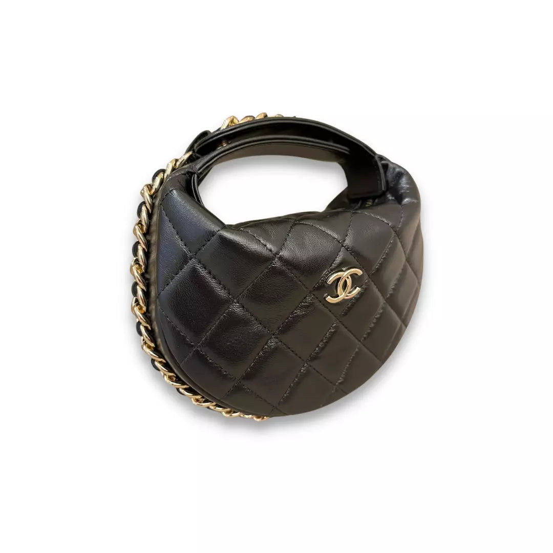CHANEL BLACK CABAS CHAIN AROUND BAG