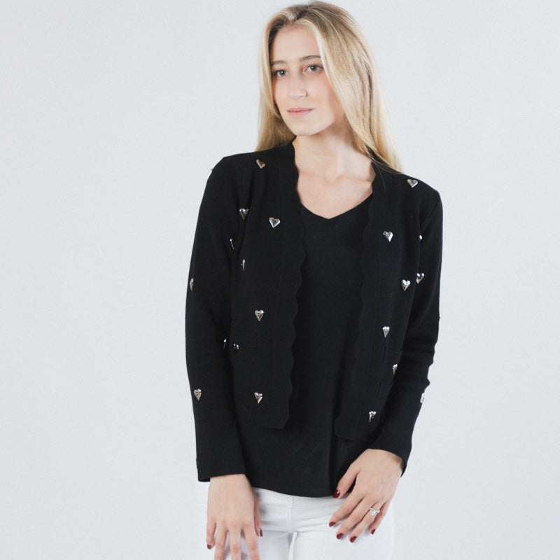 CHANEL BLACK HEARTS CARDIGAN