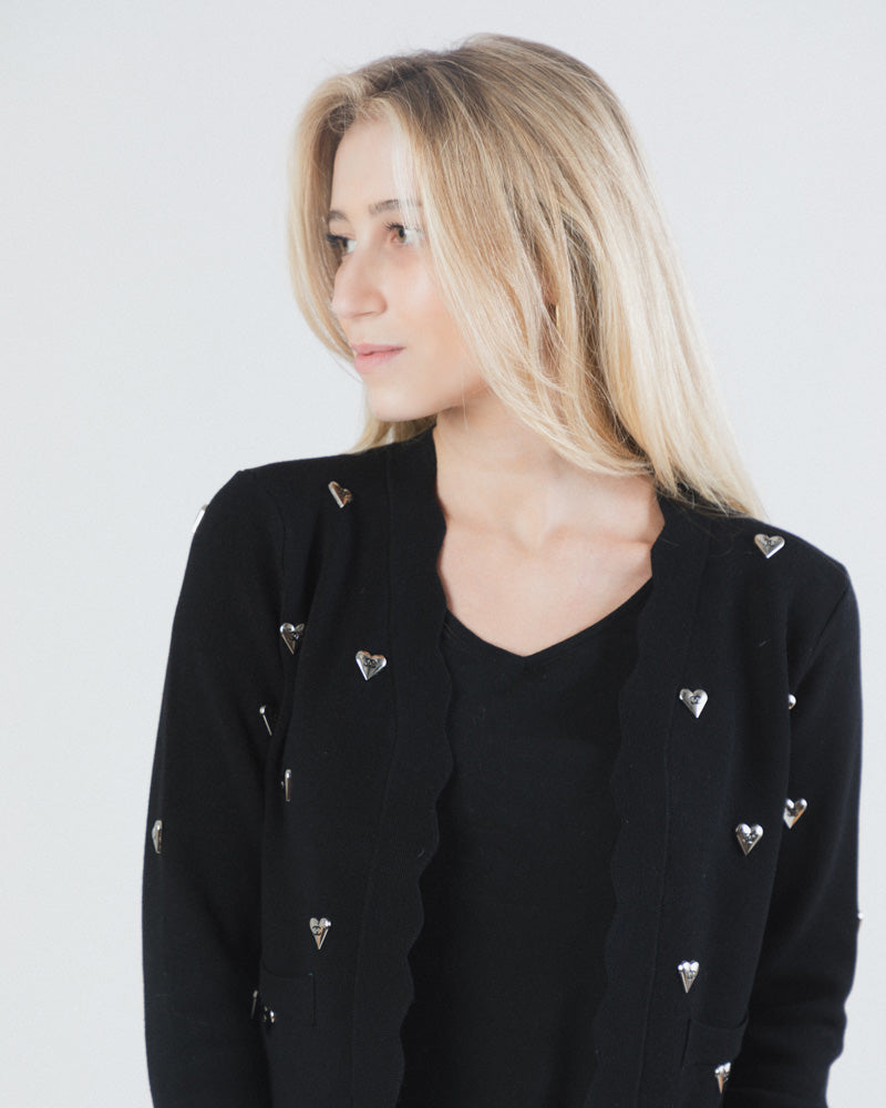 CHANEL BLACK HEARTS CARDIGAN